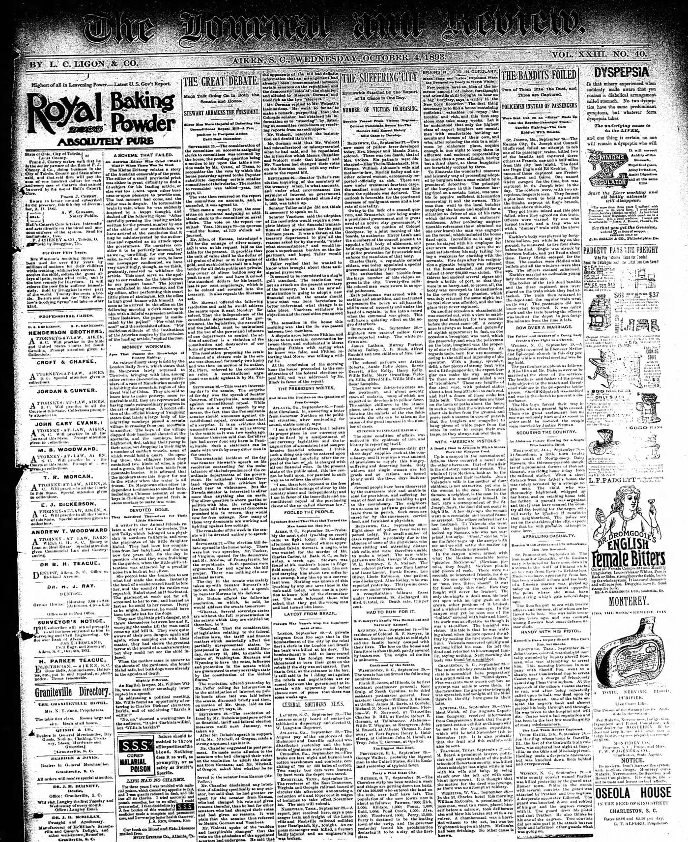 Aiken Standard October 1893