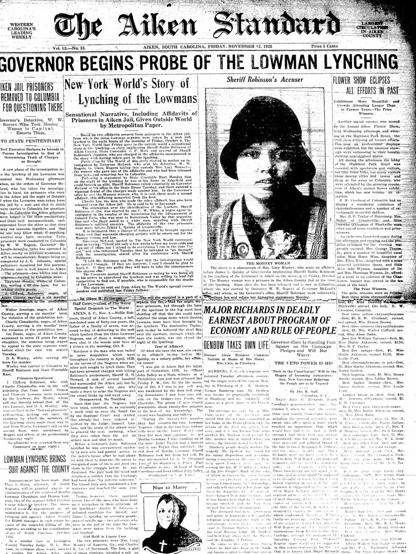 Aiken Standard November 1926