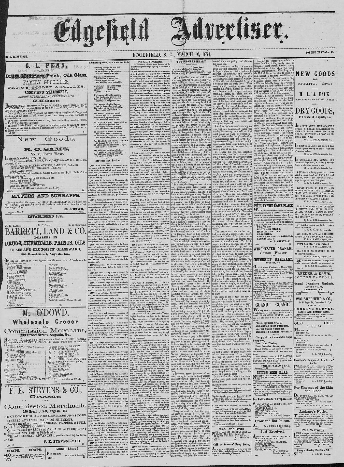 Edgefield Advertiser 1871
