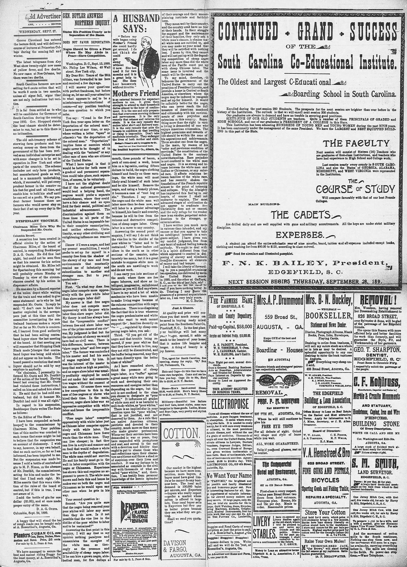 Edgefield Advertiser September 1899