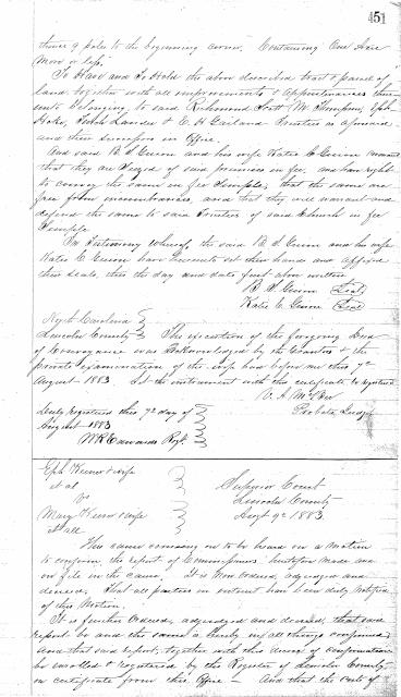 The Church Acre, 1883 — Deed, Page One