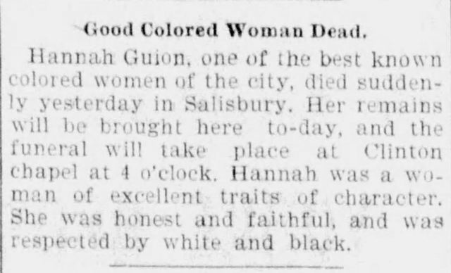 “Good Colored Woman Dead” — 28 April 1899