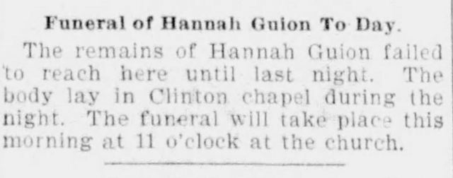 Funeral at Clinton Chapel — 29 April 1899