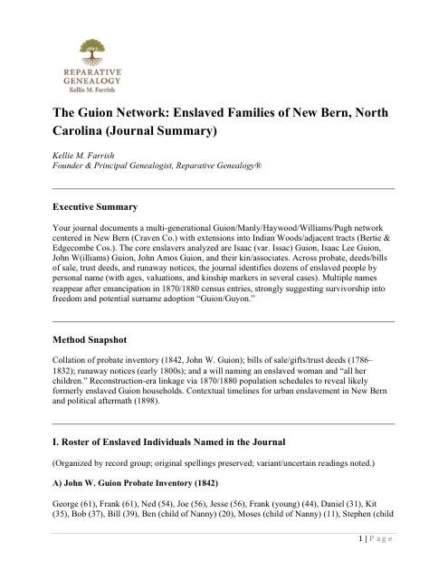The Guion Journal — Summary & Roster