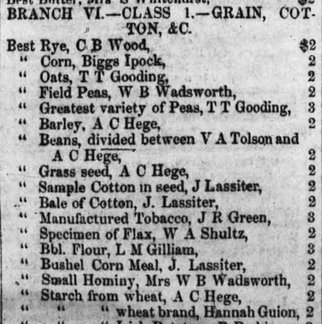 “Starch from Wheat Bran” — Fair Premium, 1860